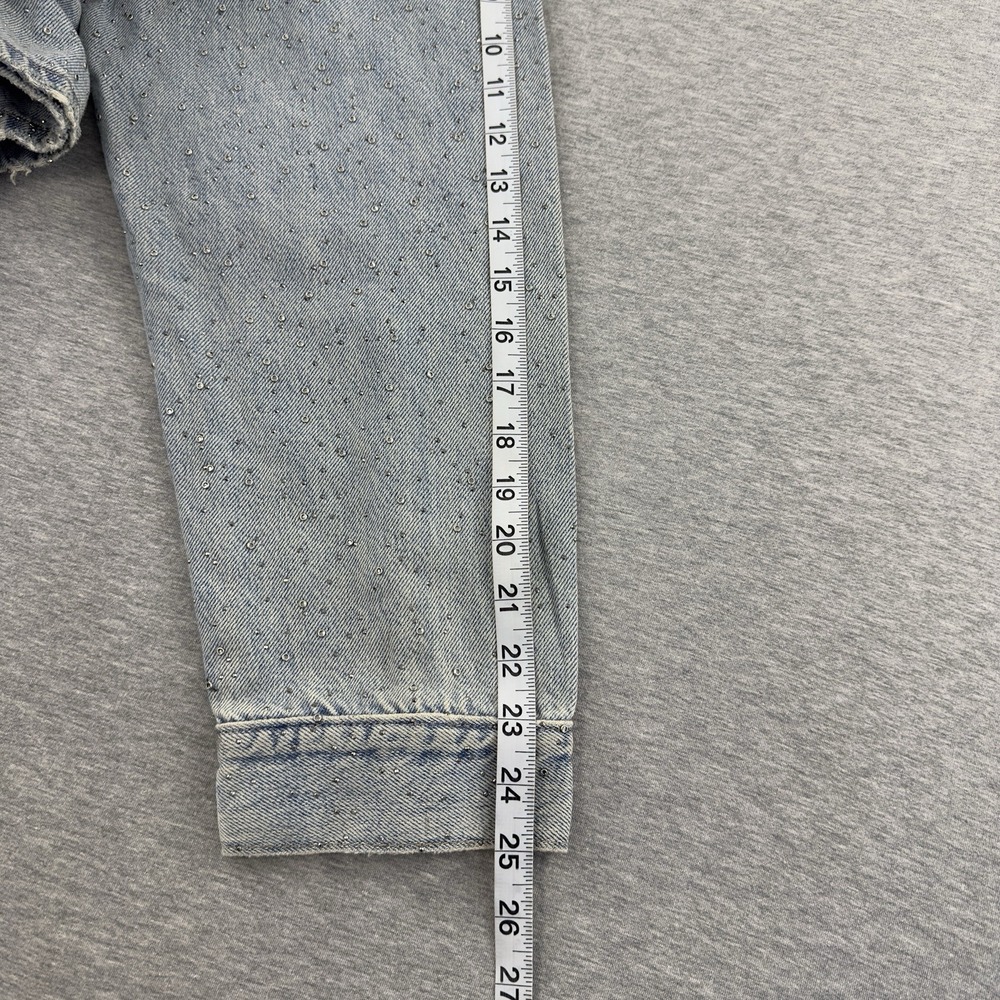 ZARA Women's Denim Jacket XXL Blue Studded Rhinestone Embellished NWT - Picture 11 of 12